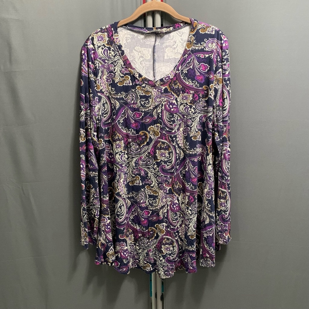 PD-Women's BaiShengGT Blouse, XL, Navy Purple fits plus size 1X